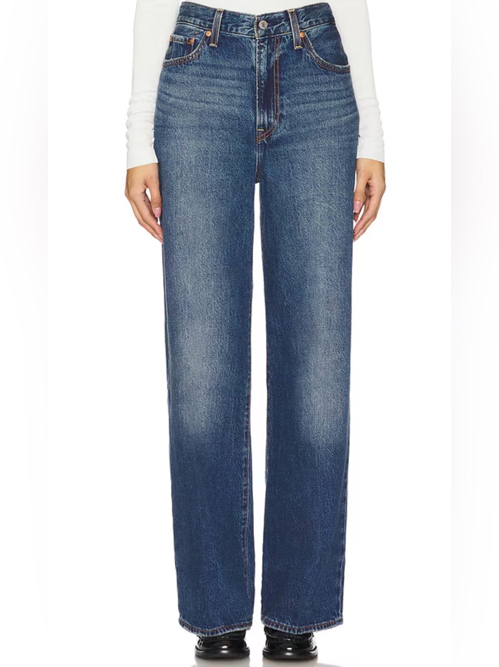 Levi's Medium Wash Ribcage Wide-Leg Jeans - Size 29